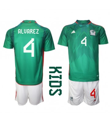 Mexico Edson Alvarez #4 Hjemmebanesæt Børn VM 2022 Kort ærmer (+ korte bukser)